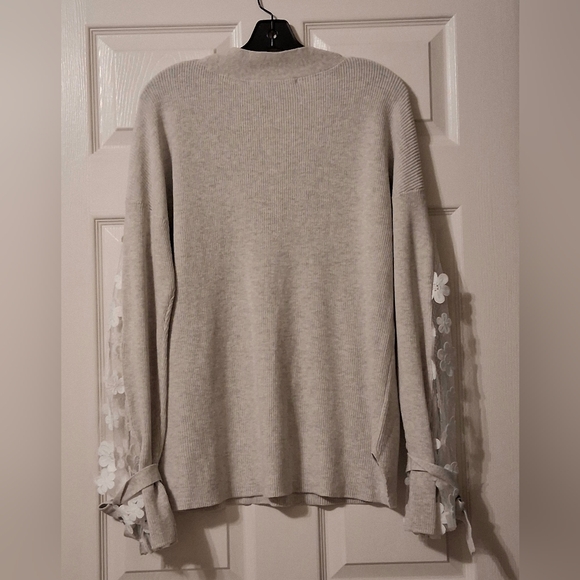 French Connection Large V Neck Long Sheer Floral White Sleeves Ties - Picture 8 of 10